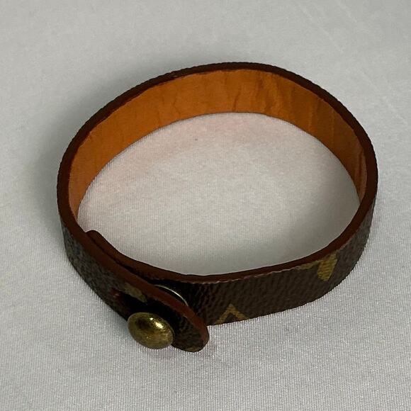 Louis Vuitton Monogram Canvas Vachetta Leather Bracelet Bonze - Picture 4 of 11